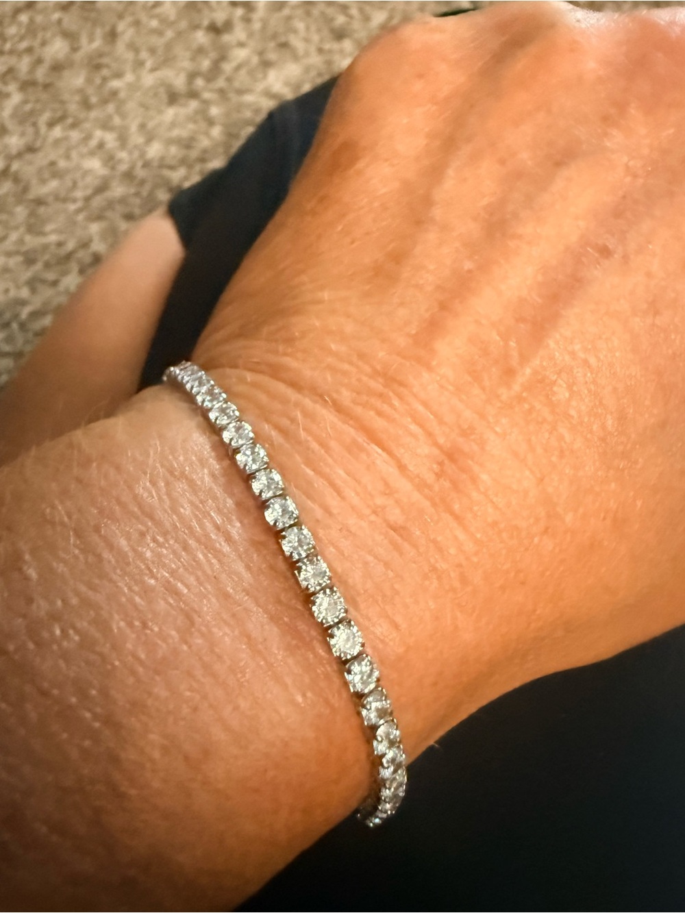Silver Tennis Bracelet with Clear Stones - Elegant Women's Jewelry